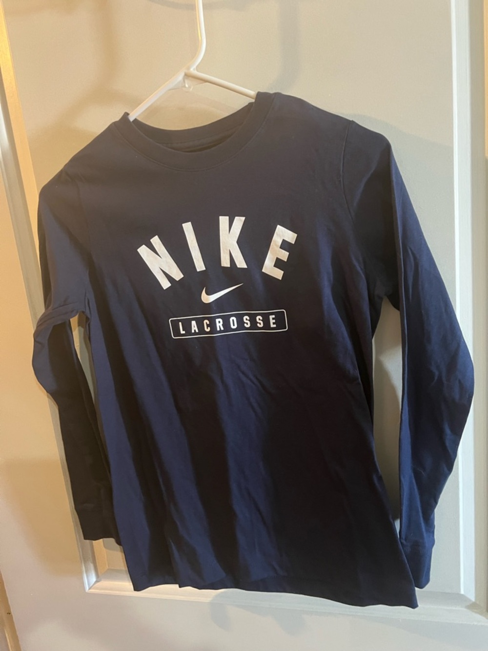 Nike Navy Long Sleeve Tee with White Swoosh
